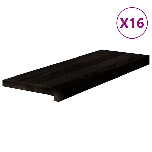 vidaXL stigagangar 16 stk D&ouml;kkbr&uacute;nt 70x30x2 cm gegnheilvi&eth;ar eik