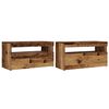 vidaXL 2ja sj&oacute;nvarpssk&aacute;pasett me&eth; LED lj&oacute;sum Old Wood Engineered Wood