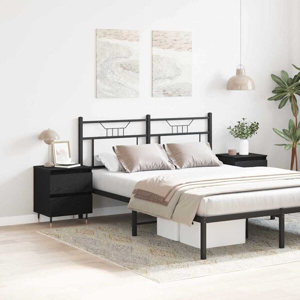 vidaXL Noat&ouml;flu sk&aacute;pur me&eth; sk&uacute;ffu 2 pcs Svartur Eik 40 x 35 x 50 cm