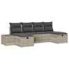 vidaXL Gar&eth;s&oacute;fa sett me&eth; p&uacute;&eth;i 6 pcs Lj&oacute;sgr&aacute;r p&oacute;l&yacute;rattan