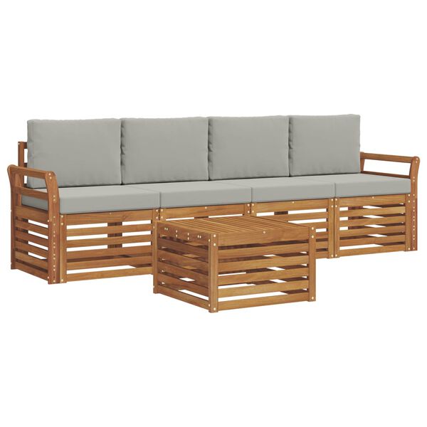 vidaXL S&oacute;fasett 5 pcs N&aacute;tt&uacute;rulegt og Lj&oacute;st Gr&aacute;tt Hrein akas&iacute;utr&eacute;