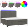 vidaXL H&oacute;lfa&eth; Springr&uacute;m me&eth; D&yacute;nu&LED D&ouml;kkgr&aacute;tt 160x200 cm Flauel