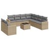 vidaXL 10 Hluta Gar&eth;s&oacute;fasett me&eth; Sessum Drappa&eth; P&oacute;l&yacute;rattan