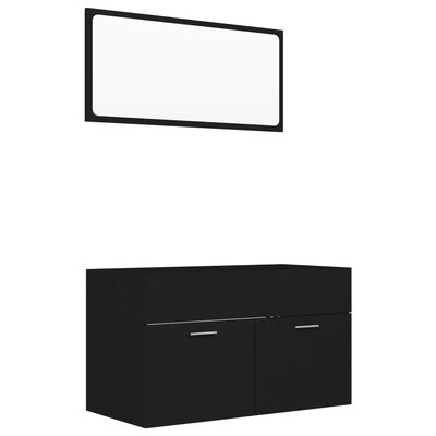 804792 vidaXL 2 Piece Bathroom Furniture Set Black Chipboard