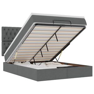 vidaXL Ottoman r&uacute;m me&eth; d&yacute;nu & LED d&ouml;kkgr&aacute;um 140x200 cm Efni