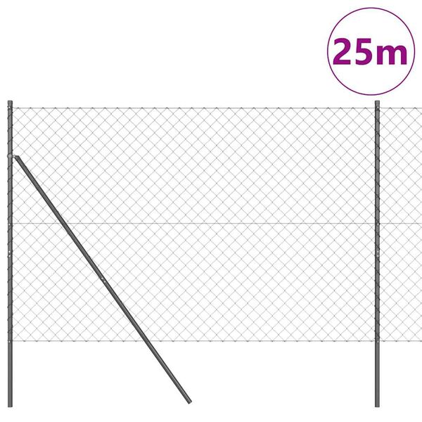 vidaXL Gir&eth;ingarp&oacute;stur Gr&aacute;r 25 x 1,6 m (60 x 60 mm mesh) St&aacute;l og PVC