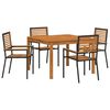 vidaXL Gar&eth;ur bor&eth;sett 5 pcs Svartur Hrein akas&iacute;utr&eacute;