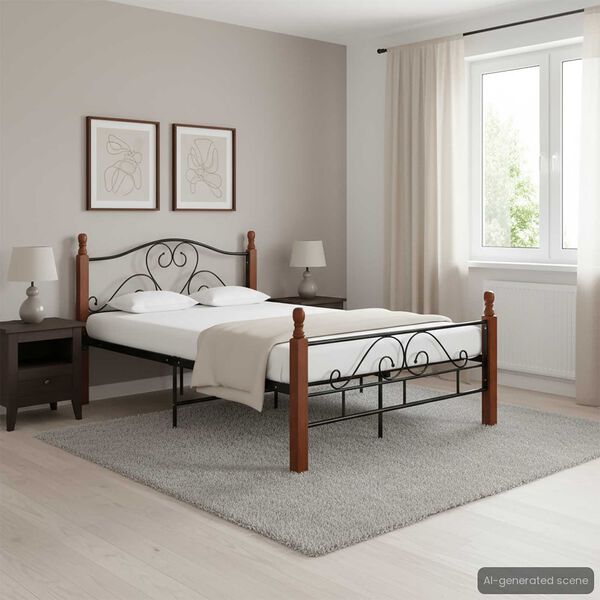 324934 vidaXL Bed Frame Black Metal 120x200 cm