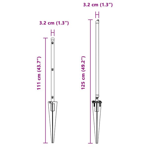 vidaXL Gir&eth;ingarp&oacute;stur 52 pcs Gr&aacute;r 3,2 x 3,2 x 80 cm