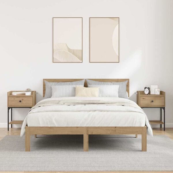 vidaXL N&aacute;ttbor&eth; 2 pcs Artisan Eik 40 x 29 x 60 cm Samsettur vi&eth;ur