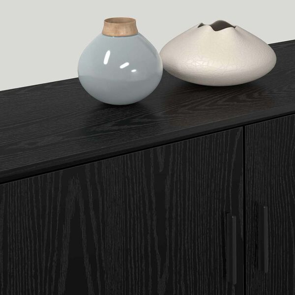 vidaXL Vegghengdur sj&oacute;nvarpssk&aacute;pasett Vegghengt 3 pcs Svartur Eik