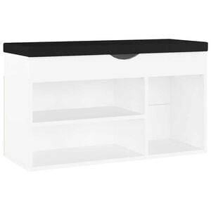 vidaXL Sk&oacute;bekkur me&eth; Sessu Hv&iacute;tur 80x30x47 cm Samsettur Vi&eth;ur