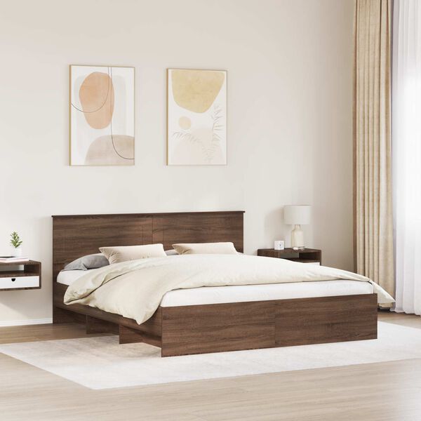 vidaXL Ramsv&iacute;k me&eth; h&ouml;fu&eth;gafl Br&uacute;nn eik 200 x 200 cm Samsettur vi&eth;ur