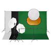 vidaXL Photo Studio Kit me&eth; lj&oacute;sasetti, bakgrunni og endurskinsmerki