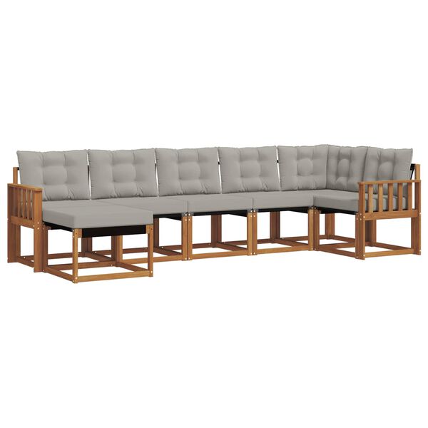 vidaXL &Uacute;ti s&oacute;fasett me&eth; p&uacute;&eth;i 7 pcs N&aacute;tt&uacute;rulegt og Lj&oacute;st Gr&aacute;tt