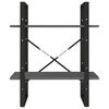 vidaXL 2 hæða Bókaskápur Grár 60x30x70 cm Gegnheil Fura