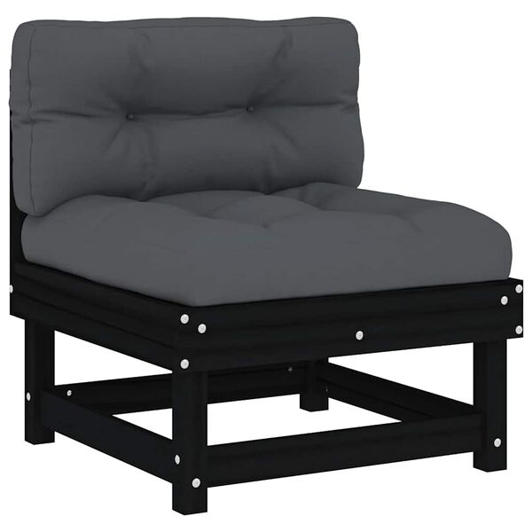 vidaXL Mi&eth;jus&oacute;far me&eth; Sessum 2 stk. Svartur Gegnheil Fura