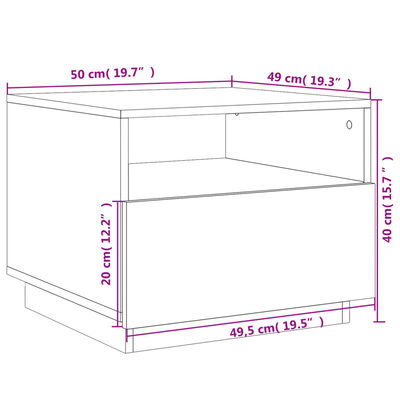 vidaXL Sófaborð með LED ljósum Svart 50x49x40 cm