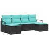 vidaXL S&oacute;fasett me&eth; p&uacute;&eth;i me&eth; geymslu 6 pcs Svart og T&uacute;rk&iacute;s p&oacute;l&yacute;rattan