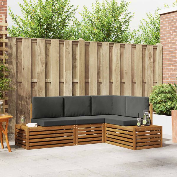 vidaXL &Uacute;ti s&oacute;fasett me&eth; p&uacute;&eth;i 4 Stykki N&aacute;tt&uacute;rulegt og Antrac&iacute;t