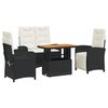vidaXL 4 Parta Gar&eth;bor&eth;stofusett me&eth; Sessum Svart P&oacute;l&yacute;rattan