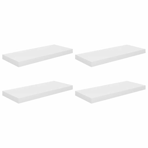 vidaXL Vegghengdar Hillur 4 stk. H&aacute;glans Hv&iacute;tar 60x23,5x3,8 cm MDF