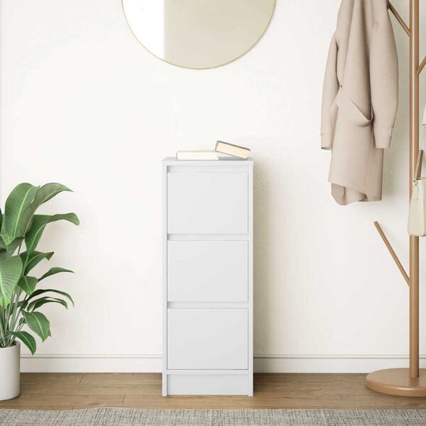 vidaXL Skenkur Hv&iacute;tur 29,5x34x76 cm Samsettur Vi&eth;ur