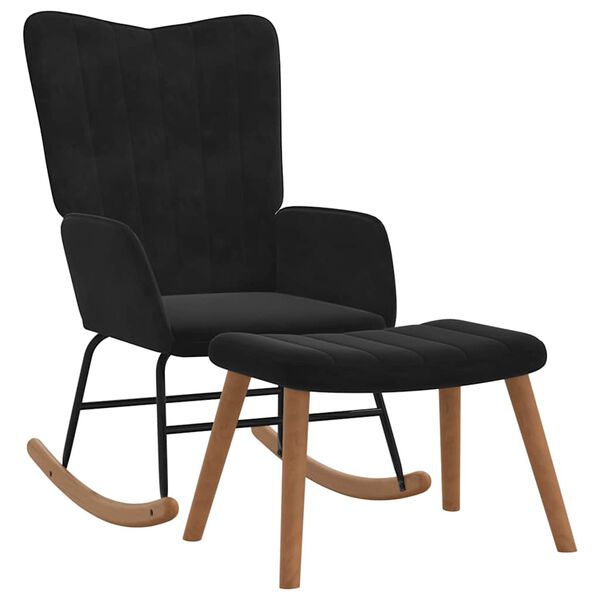 327760 vidaXL Sl&ouml;kunarst&oacute;ll me&eth; F&oacute;tskemli Svartur Flauel