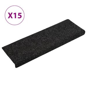 vidaXL Stigamottur sj&aacute;lfl&iacute;mandi 15 stk 65x21x4 cm svartar r&eacute;tthyrndar br&uacute;nir