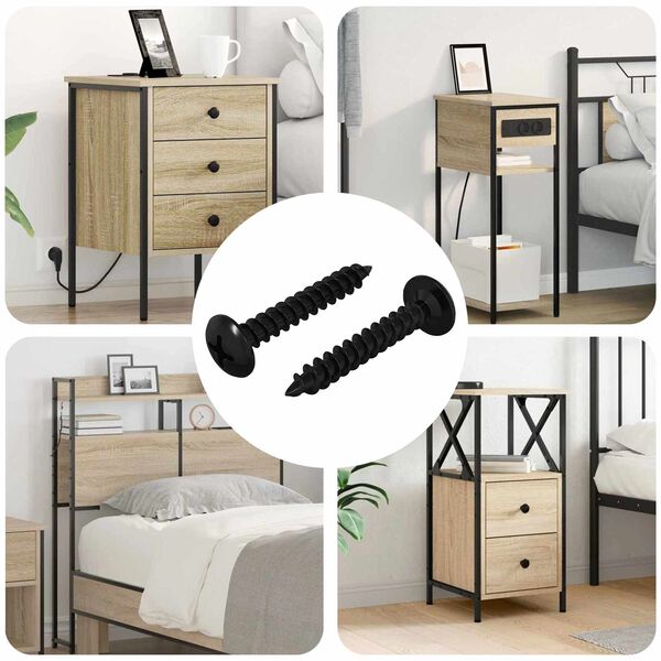 vidaXL Sj&aacute;lfvirkur Nagli 2 pcs Svartur 4 x 25 mm St&aacute;l