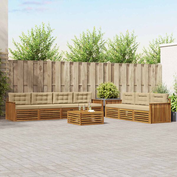 vidaXL &Uacute;ti s&oacute;fasett me&eth; p&uacute;&eth;i 8 pcs N&aacute;tt&uacute;rulegt og B&eacute;ig