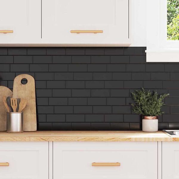 vidaXL Subway fl&iacute;s 10 pcs Svartur 29 x 21 cm P&oacute;l&yacute;&uacute;retan og PET