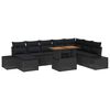 vidaXL Gar&eth;s&oacute;fa sett me&eth; geymslu 9 pcs Svartur Poly rattan