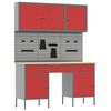 vidaXL Vinnusk&aacute;pur me&eth; sk&uacute;ffu 10 pcs Rau&eth;ur Vinnslutr&eacute; og st&aacute;li