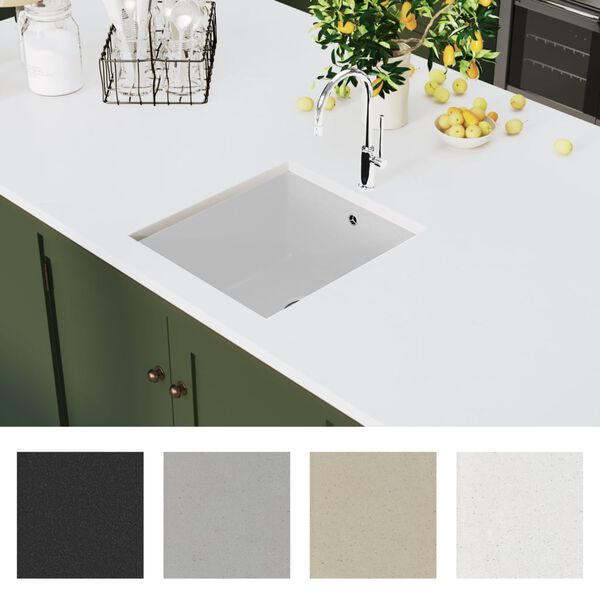 vidaXL Granít Eldhúsvaskur Stakur Vaskur Hvítur