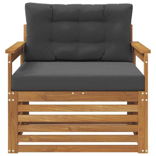 vidaXL &Uacute;ti s&oacute;fasett Solid Akas&iacute;uskei&eth; og P&oacute;lyester N&aacute;tt&uacute;rulegur