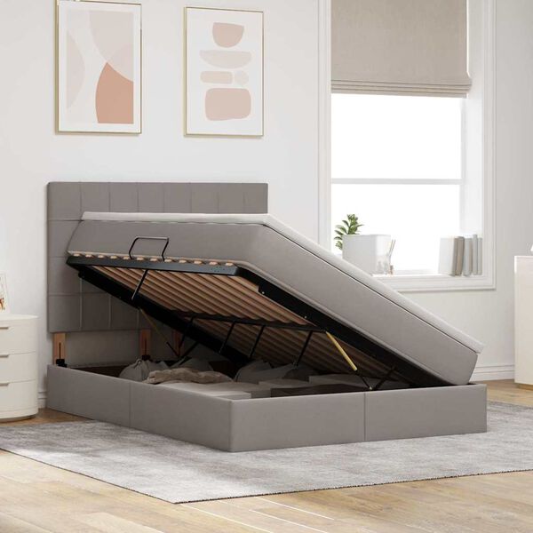 vidaXL R&uacute;m me&eth; geymslur&yacute;mi og d&yacute;nu M&oacute;gr&aacute;r 140 x 200 cm P&oacute;l&yacute;ester