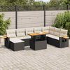 vidaXL 9 stykki gar&eth;s&oacute;fasett me&eth; p&uacute;&eth;um Black Poly Rattan Acacia