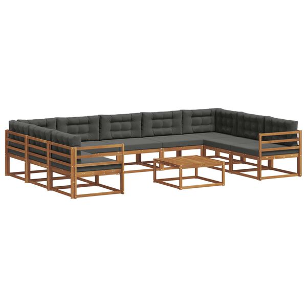 vidaXL &Uacute;ti s&oacute;fasett me&eth; p&uacute;&eth;i 10 pcs N&aacute;tt&uacute;rulegt og Antrac&iacute;t