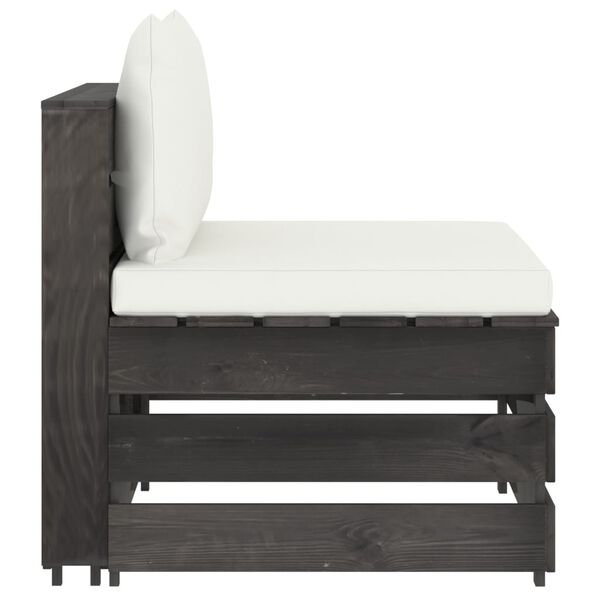 vidaXL Miðjusófaeining með Sessum Grátt Gagnvarinn Viður