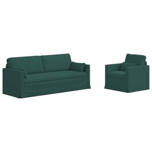 vidaXL S&oacute;fi 2 pcs D&ouml;kkgr&aelig;n 198 x 78 x 80 cm d&uacute;kur