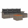 vidaXL Gar&eth;s&oacute;fa sett me&eth; p&uacute;&eth;i 6 pcs Gr&aacute;r p&oacute;l&yacute;rattan