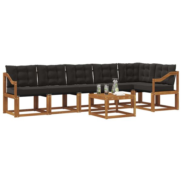 vidaXL &Uacute;ti s&oacute;fasett me&eth; p&uacute;&eth;i 7 pcs N&aacute;tt&uacute;rulegur og svartur