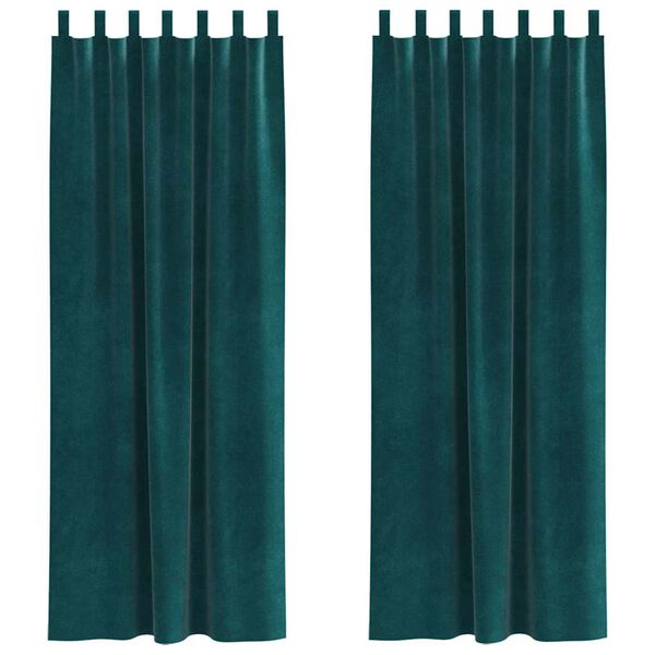 vidaXL Myrkratj&ouml;ld 2 pcs D&ouml;kkgr&aelig;n 140 x 260 cm Flauel