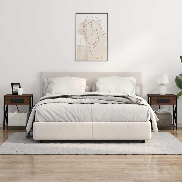 vidaXL Noat&ouml;flu sk&aacute;pur 2 pcs Br&uacute;nn eik 41 x 31 x 51 cm Samsettur vi&eth;ur