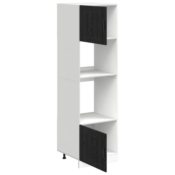 vidaXL Eldh&uacute;s sk&aacute;pur Svartur Eik 60 x 57 x 207 cm Samsettur vi&eth;ur