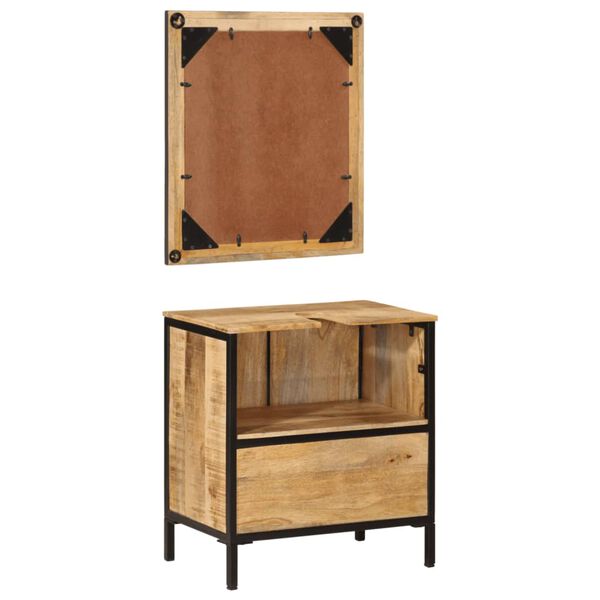 vidaXL 2 Parta Ba&eth;herbergish&uacute;sgagnasett J&aacute;rn og Gegnheill Mang&oacute;vi&eth;ur