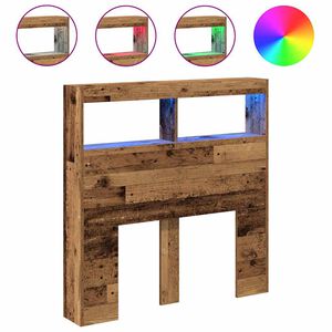 vidaXL Höfðagaflsskápur með LED Gamall viður 100x17x102 cm