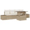 vidaXL S&oacute;fasett me&eth; p&uacute;&eth;i 5 pcs Beige og krem p&oacute;l&yacute;rattan