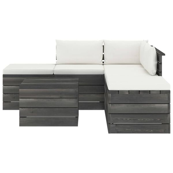 vidaXL 6 Parta Gar&eth;s&oacute;fasett &uacute;r Brettum me&eth; Sessum Gegnheil Fura